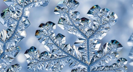 Intricate Snowflake Macro: Detailed Crystal Structure, Winter's Frozen Artistry