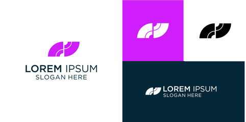 Modern abstract logo design featuring elegant leaf shapes in vibrant purple, perfect for a contemporary brand identity or creative business venture today