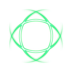 Green glowing abstract circular shape with transparent background
