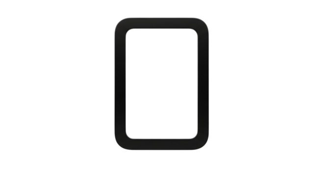 A black rounded rectangle outline isolated on transparent background