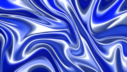 Obraz premium Captivating abstract flowing blue and silver liquid metallic texture with dynamic light reflections