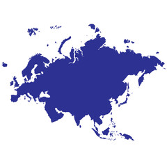 Map of Eurasia, sign silhouette. World Map Globe. Vector Illustration isolated on white background. Europe and Asia continent.