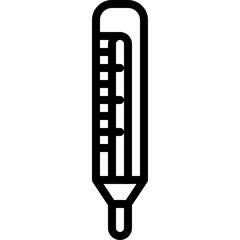 A Simple Black Outline Icon of a Medical Thermometer on a Transparent Background Representing Health and Temperature Measurement