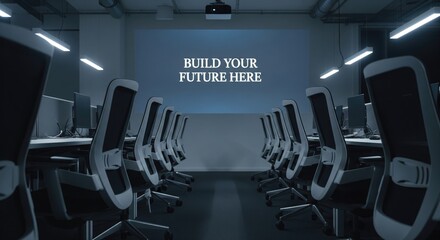 Obraz premium Modern office space encouraging innovation and future development.