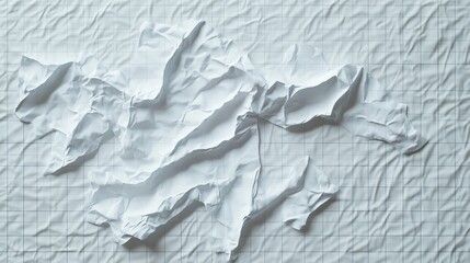 A focused image of a badly crumpled sheet of graph paper with evident grid lines, symbolizing imperfections, drafts, and creativity