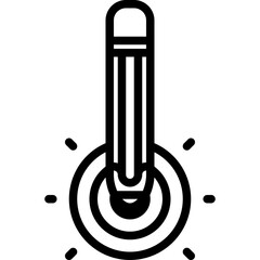 A Stylized Black Outline Icon of a Light Bulb with Concentric Circles and Dashed Lines Suggesting an Idea or Innovation on a Transparent Background