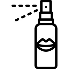 A Stylized Outline of a Spray Bottle Featuring a Kissing Mouth Graphic on a Transparent Background Ideal for Beauty and Cosmetic Applications