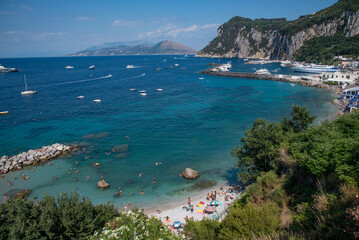Naklejka premium Stunning royalty-free photos of Capri, Italy. Perfect for travel blogs, marketing, and editorial use. Capture the beauty of the Mediterranean