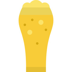 A Tall Glass Filled With Golden Yellow Beer And Bubbles On A Transparent Background