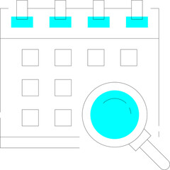 Abstract Blue Calendar Date Icon with Geometric Shapes and Transparent Background