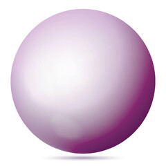 Fototapeta premium Glass violet ball or precious pearl. Glossy realistic ball, 3D sphere. Abstract vector illustration highlighted on a white background. Big metal bubble with shadow.