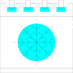 Abstract Cyan Blue Circle and Rectangles With Black Lines On White Background