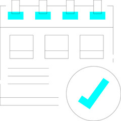 Abstract Geometric Design Featuring Cyan Checkmark and Lines on Transparent Background Representing Completion or Success