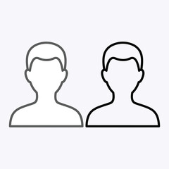 Simple black and white outline of two human profile heads side by side