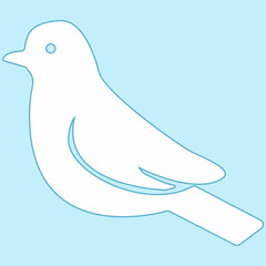 White dove with blue stroke and with blue background