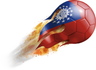 Flying Soccer Ball with Myanmar Flag
