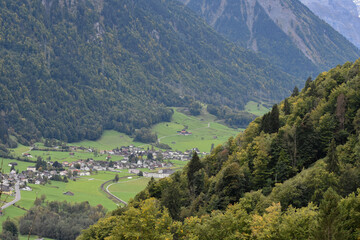 Scenic alpine village in the Swiss mountains