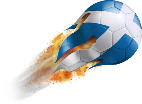 Flying Soccer Ball with Scotland Flag