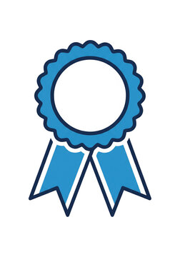 Blue award ribbon badge icon PNG with transparent background &ndash; isolated rosette medal prize clipart