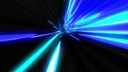 Abstract blue and cyan light streaks radiating from a dark center - Powered by Adobe