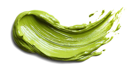 Pistachio green face mask smear, rich creamy matte texture, natural tone on white background. Transparent background