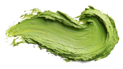 Pistachio green face mask smear, rich creamy matte texture, natural tone on white background. Transparent background