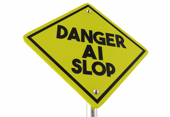 Danger Slop Warning Sign Ahead Fake Images Pictures 3d Illustration