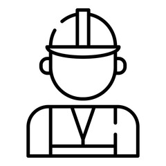 Engineer, oil field worker, laborer black line icon