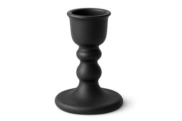 Black matte candle holder on transparent background