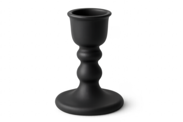 Black matte candle holder on transparent background