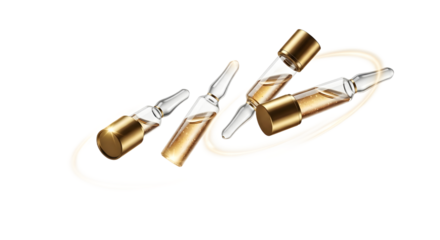 Elegant Realistic Ampoule Glass Serum with Golden Liquid for Skin Care