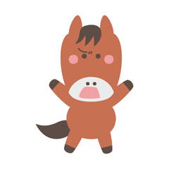 怒るかわいい馬のキャラクターイラスト素材