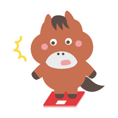 太ったかわいい馬のキャラクターイラスト素材