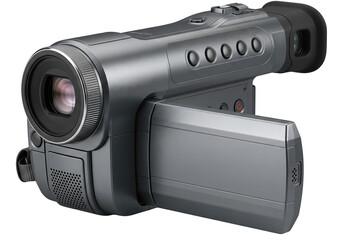 Vintage Handycam Camcorder with Flip-Out LCD Screen – PNG Transparent Background Video Camera Clipart