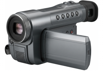 Vintage Handycam Camcorder with Flip-Out LCD Screen – PNG Transparent Background Video Camera Clipart