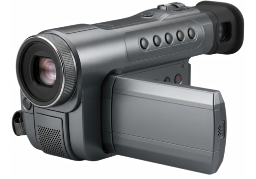 Vintage Handycam Camcorder with Flip-Out LCD Screen – PNG Transparent Background Video Camera Clipart