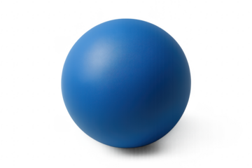 Blue sphere 3D rendering with shadow on transparent background