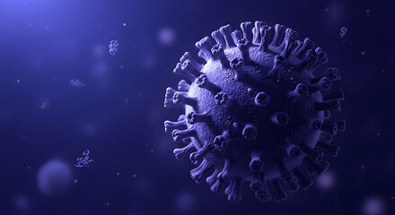 Microscopic Threat: A close-up view of the menacing coronavirus, its spike proteins poised against a gradient background. A stark reminder of the unseen battle against illness.