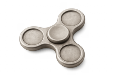 Metal fidget spinner toy on transparent background relieving stress