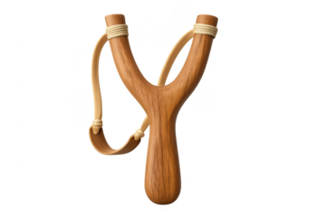 Wooden slingshot with elastic band for mischief