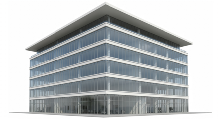 Modern glass office building – PNG with transparent background, isolated contemporary corporate architecture