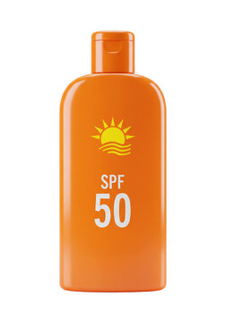 Orange SPF 50 sunscreen lotion bottle &ndash; PNG with transparent background, isolated sunblock skincare packaging