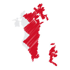 Bahrain maps color hand drawn sketch. Vector concept illustration flag, scribble map. Country map for infographic, brochures and presentations isolated on white background. Vector illustration