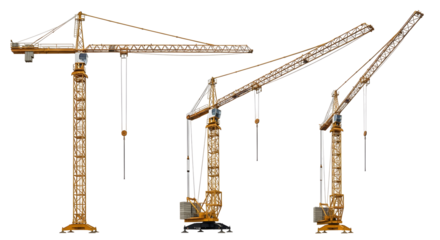 Construction cranes stand ready for new development projects in the city area