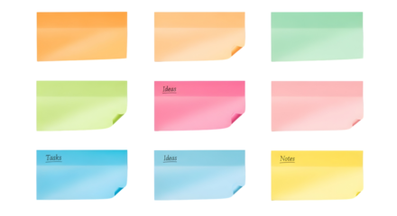 Organize your thoughts with colorful sticky notes for tasks ideas and reminders