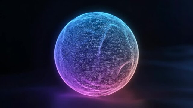 Abstract Digital Sphere with Glowing Particle Network and Vibrant Colors.
