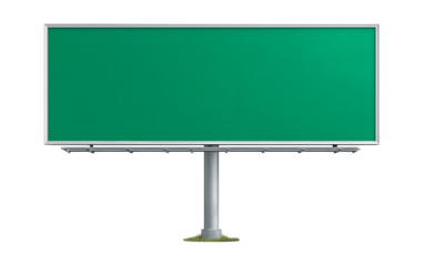 Blank green billboard for advertising or marketing message against a transparent background