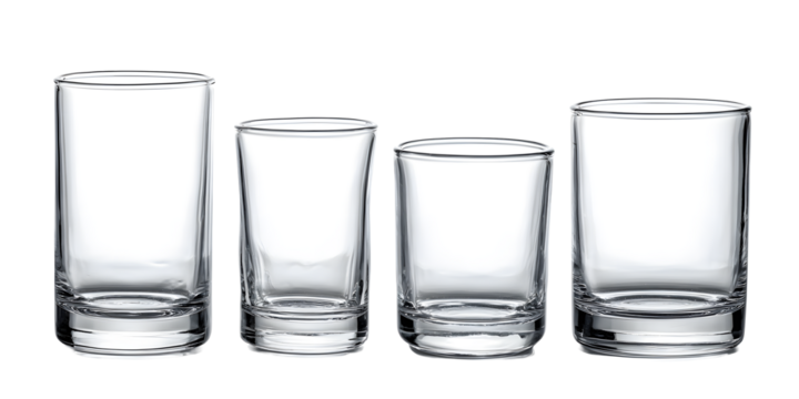 Elegant glassware collection showcasing different sizes and shapes for serving cocktails or beverages at a bar