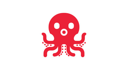 Red, minimalist octopus graphic on a white background © fast router