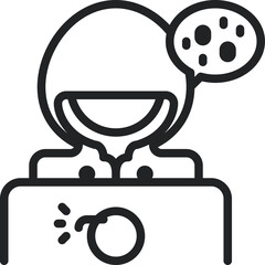 Conceptual Outline Of A Person With A Thought Bubble Containing Dots And A Bomb Icon Symbolizing An Idea Or Problem Under Pressure